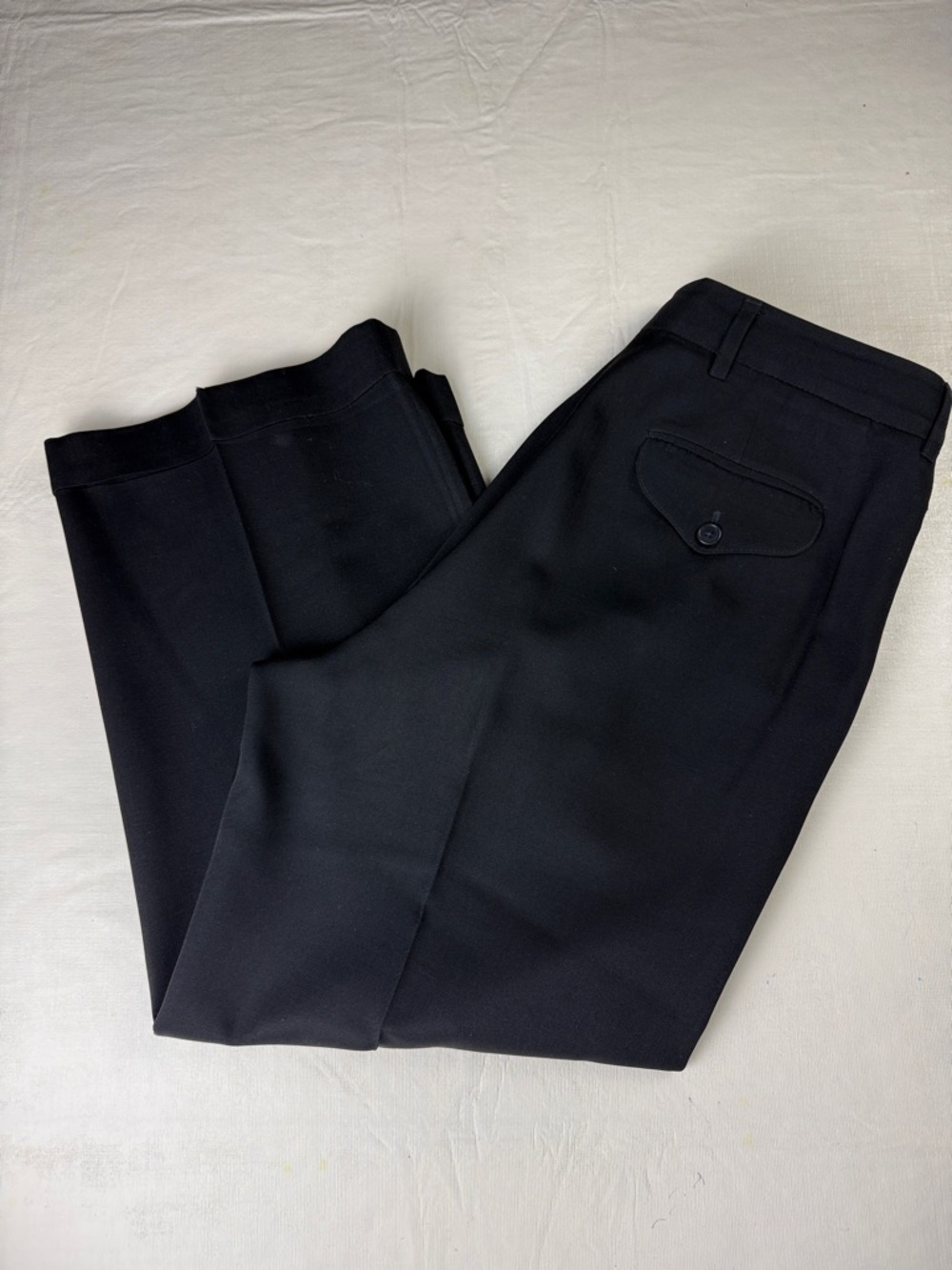 Calvin Klein Women's Black Flat Front Dress Pants Back-Pocket Detail Size 12P